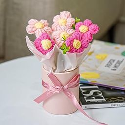 Ekhasa Pink Cherry Blossom Crochet Flowers Bouquet(Small Size) | Knitted Flowers For Gifting | Woolen Bouquet Perfect For Crochet Gifts | Handmade Bouquets Gift-image-12