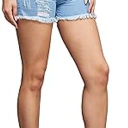 Women's Relaxed Fit Mid Rise Highly Distressed Regular Length Denim Shorts-picture-30
