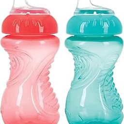 Nuby (USA No-Spill Easy Grip Sippy Cup with Soft Silicone Spout Sipper Cup for Baby, 10 Ounce/300ML 2 Pack (Red, Aqua)-5