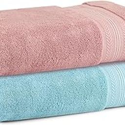Himeya Bamboo Bath Towel | Ultra Absorbent | 3X Softer Than Cotton Towels | 140 x 70 cm - 600 GSM | Pack of 2 - Ice Burst and Butter Pink-image-2