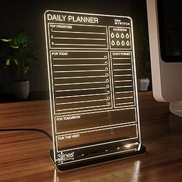 3 Lines Glowrite Illuminate Your Ideas! Acrylic LED Writing Board with USB Stand/Base | Ideal for Home & Office | Unique Gift | Made in India | with 2 Markers | Daily Top Priorities | Regular-17