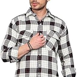 Men's Woolen Check Shirt | Warm Winter Wear | Full Sleeve | Soft Fabric | Simple Collar | Machine Washable-image-26