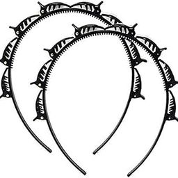 Twist Hairband 2 Pcs Black, Trunk Hair Band, Braid Hairstyle Tool, Barrettes for Thin or Thick Hair, Alligator Clips, Korean Style Hairband with Teeth Comb for Girls, Women, Bridal, Wedding, Party, Casual, Daily Use, Salon, Special Occasion, Styling-image-6