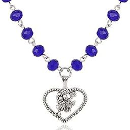 Hindu Religious Hanuman Ji Heart Shaped locket with Blue Crystal Beads for men women boys and girls |-image-97
