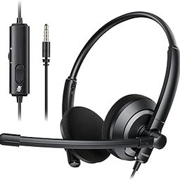 awatrue Headset with 3.5mm Jack Microphone for Computer Wired Headphones in-Line Control Headphones with Mic for Boom Skype Webinars On Ear Headphone-9