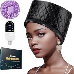 Heat Cap for Deep Conditioning: Hair Steamer for Natural Hair Home Use - Thermal Steam Cap for Black Hair Deep Conditioner with 10-Level Heats Up Quickly, Heating Caps for Hair Treatment - Black-image-17