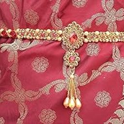 Pearl Beaded kamarband with red Stones-image-82