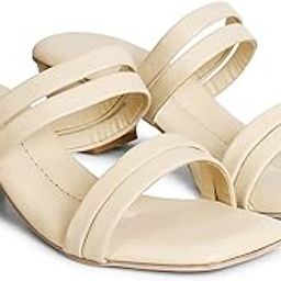 Women's Slip-On Block Heel Sandals – Elegant Cream Double Strap Open-Toe Heels-8
