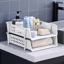 Cortina 2 Layer File Rack PP Plastics For Office Home Plastic Foldable Office Desk Accessories Files Papers Divider Rack Storage Rectangular Tray Stand (2 Tiered Shelf), White-10