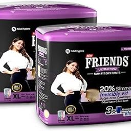 Friends UltraThins Slim Fit Adult Diapers (Dry Pants) for Women - Extra Large – 18 Count - with thin design, peach colour, and anti-rash - Waist Size 30-56 Inch ;76-142 cm-image-10