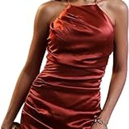 Women's Sleeveless Halter Neck Solid Dresses | Stylish Dresses | Party Dresses-image-87