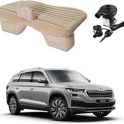 Oshotto Multifunctional Car Travel Bed Mattress with Two Air Pillows, Car Air Pump Compatible with Skoda Kodiaq (Beige)-image-88