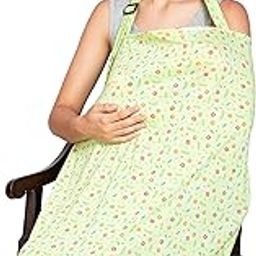 Feather Hug® Premium Nursing cover for breastfeeding - Feeding apron for mom, stretchy cotton feeding cover for mother, Real breathable breast feeding cover, Multi use soft nursing apron, No see - Through breastfeeding cover for mother Free Baby Mittens or Bib etc. (Red Yellow flower)-picture-10