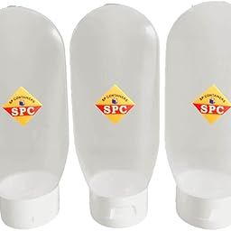 SPC Empty Travel Toiletries Press Squeeze Tottle Tube Bottles Container Set, Refillable Leakproof Stand Up Tube for DIY Lotion, Shampoo, Cosmetic, Conditioner, Sunscreen (100 ml, Clear) (Pack of 3)-image-1