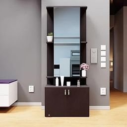 ABBAJI INTERIORS Engineered Wood Dressing Table with 4 Shelves (Dark Brown)-picture-7