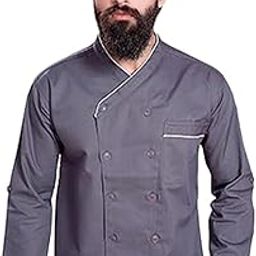Black Cooking Chef Coat Side Button Stand Collar Single Breasted Crossneck, Full Sleeves, Snap Button for Men Hotels, Restaurants-image-91