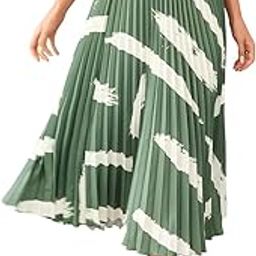 | Stylish Elegance | Printed Midi Skirt | Featuring Elegant Pleats | A-Line Hemline for a Classic Look-image-78
