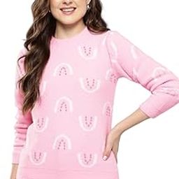 aarika Womens Winter Wear Pink Colour Embellished Woolen Sweater-picture-10