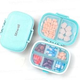 Travel Pill Organizer - 8 Compartment Portable Pill Box | Small Daily Medicine & Vitamin Container | Moisture-Proof, Food-Grade Plastic, Double Lock | Pocket & Purse Friendly (Turkish Blue)-11