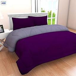 TrueYarns Microfiber Reversible Double Size Duvet/Comforter/Blanket (90" x 100") Purple/Grey-image-7
