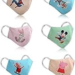 Multi Layer Cotton Fabrics Cartoon Reusable & Washable 3D Face Mask (Without Valve, Pack of 10) for Kids-0