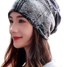Grey Tree Design Ponytail Beanie Winter Cap Bandanas Headwear Crochet Knit Cap Skull Beanies Warm Caps Female Knitted Stylish Hat for Women's Girls & Ladies Fashion,Free Size-image-78