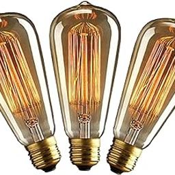 DECOFOLD Filament Bulb, Edison Tungsten, E27 Base Bulb For Table Lamps/Wall Light/Wall Lamps, Light Bulbs For Hanging/Ceiling/Pendant Lights for Decoration for Home (Pack of 3)-image-9