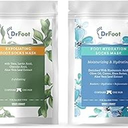 Dr Foot | Hydration Mask & Foot Peeling Combo | Peeling and Exfoliating with Hyaluronic Acid Serum & Glycolic Acid Serum | For Dry Cracked Feet-image-67