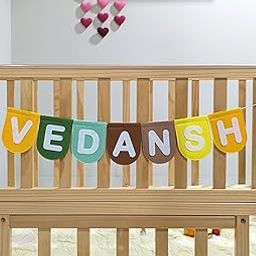 Personalized Name Garland Bunting, Baby Toddler Teen Custom Birthday Gift, Cute Kids Room Decor (Forest-Green Yellow)-image-92