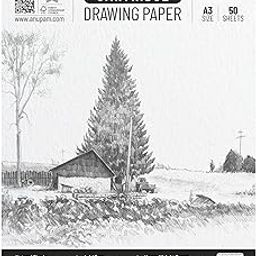Anupam SketchO Sketching & Drawing Paper A3 | 50 Sheet 100 Pages | 140 GSM Sheet for Pencil, Charcoal, Graphite, redchalk Pastel, Chalk, Oil Pastel & Wax Crayon for Artist's & Amateurs-picture-17