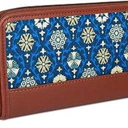 Wallet for Women, Long Zipper Ladies Wallet, Clutch Wallet for Girls, Vegan Leather & Khadi Purse for Female, Card Cash Coin Holder for Women-image-88