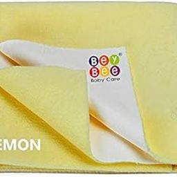 BeyBee Waterproof Quick Dry Sheet for Baby| Bed Pad Anti-Piling Fleece Extra Absorbent Washable Matress Protector| Baby Bed Protector Sheet for Toddler Children, Medium Size, 100x70cm, Yellow-image-1