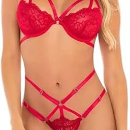 Women's Bondage Lingerie Set, Lycra Lace, B-C Cup, Thong, Black, Free Size, Intimate Occasions-picture-16