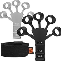 Hand Grip Strengthener, Silicone Finger Exerciser, Forearm Muscle Training, Black and Gray-image-62