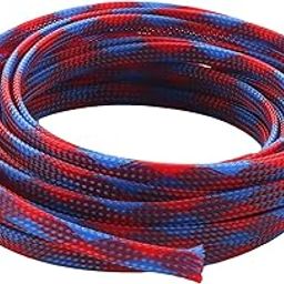 Othmro PET Braided Expandable Sleeving Wrap 6mm x 5m Blue Red Cable Management Sleeve Cord Organizer for Wrap Protect Cables-image-65