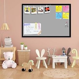 ArtzFolio Greys Family Dark Gray Colour | Bulletin Board Notice Pin Board | Vision Soft Board Combo with Thumb Push Pins & Sticky Notes | Black Frame | 30 x 20 inch (76 x 51 cms)-4