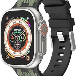 Silicone Loop Replacement Strap with Stainless Steel Adapter Strap Watch Compatible with Apple Watch Ultra & Ultra 2 49mm 45mm 44mm 42mm for iWatch Series 9 8 7 6 5 4 SE-picture-19