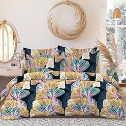 PRAKHARYA 250TC Soft Glace Cotton King Size Comforter Cover | Razai & Quilt Cover with Zipper | Double Bed Dohar Cover (90x100 Inch, Teal Light Green) Leaves-image-38