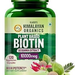 Vlado’s Himalayan Organics Plant Based Biotin 10000Mcg For Longer Hair Growth | Glowing Skin And Longer Nails Supplement | For Men And Women - 120 Veg Capsules-image-43