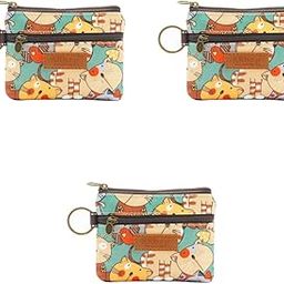 Coin Bag with Carabiner Small Double Layer Wallet Card Cute Girls Purse Zipper Pouch Cash Earphone Fashion Waterproof Polyester Mini 12x10cm 3PCS-picture-14