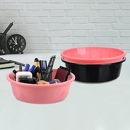 Homestic Pack of 3 Desk Organizer | Stationery Organizer | Multipurpose Organizer | Office Supplies for Pen-Pencil-Staplers | Desktop Organizer | 6 LTR | Black & Pink & Light Pink-image-1