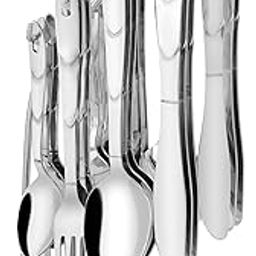 Parage 25 Pieces Creta Stainless Steel Cutlery Set for Home & Kitchen (Contains: 6 Table Spoons, 6 Forks, 6 Tea Spoons, 6 Knives, 1 Stand), Spoon Set, Cutlery Set for Dining Table Stylish, Silver-18