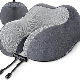 Neck Pillow, Memory Foam Neck Pillow for Travel by Planes/Cars/Trains and Home Offices, Travel Neck Pillow and Comfortable Head Support Pillow Soft Sleeping Rest Cushion (Grey)-26