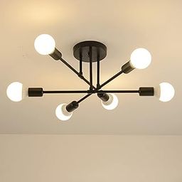 ELEPHANTBOAT 6-Light Hanging Lights for Living Room, Modern Metal Chandelier Light Fixture, Pendant Lights for Ceiling, Without E27 Bulb(Corded Electric)-image-4