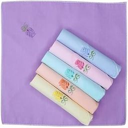 Multicolor Flower Embroidery Soft Hanky Set For Women and Girls-image-27