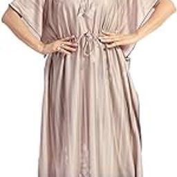Women's Kaftan Nighty | Digital Print | Sarena Fabric | V Shaped Neck Nightwear | Nightdress for Girl Grey-image-99