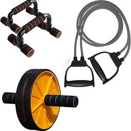 Siddhi Ab Roller & Double Toning Tube with Pushup Bar Combo | Double Wheel Ab Roller | Toning Tube | Pushup Stand | Ab Exerciser | Fitness Combo | Gym Accessories | Full Body Workout Kit-8