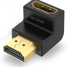 GR Deals HDMI Adapter 90 Degree HDMI 2.1 Adapter, HDTV Connector Right Angle Male to Female HDTV L Shape Extender (Down), Supports for Monitor Laptop Projector. (Black) (Pack of 1)-image-86