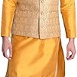 Men's Silk Blend Regular Kurta Churidar Pyjama with Bundi Nehru Jacket/Waistcoat-image-23