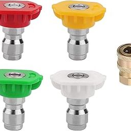 Premium Pressure Washer Nozzle Tips 1/4 inch | 4350PSI | 300Bar | 4pcs set 0, 15, 25, 40 With 1/4" Brass Quick Connector | Pack of 5 | Pressure Washer Accesories - (DS102 Combo)-20